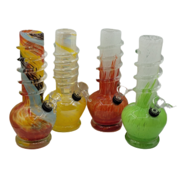 SOFT GLASS 8'' ROUND BASE SMALL WATER BONG(MA-0902)