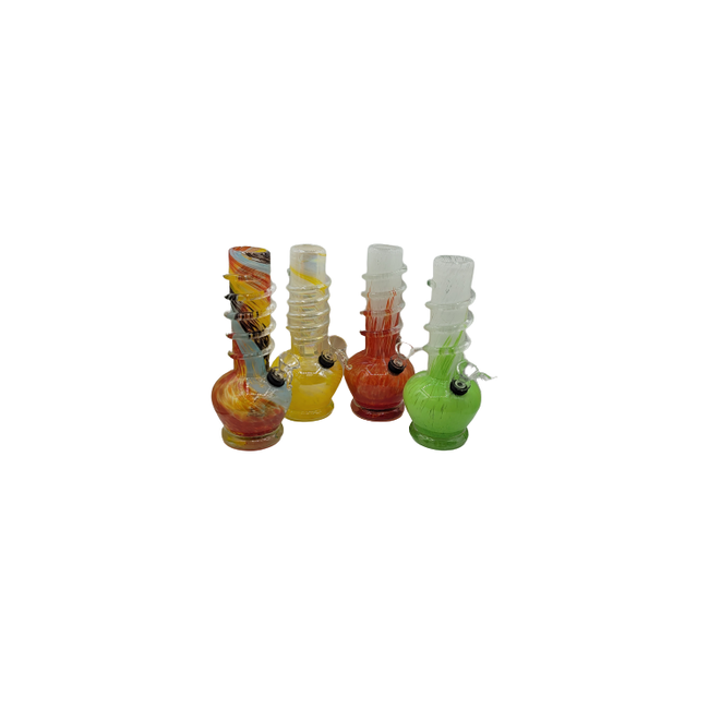 SOFT GLASS 8'' ROUND BASE SMALL WATER BONG(MA-0902)
