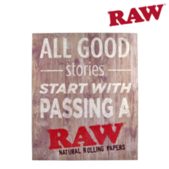RAW RAW WOOD SIGN