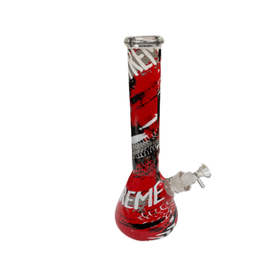 CHRYSTAL GLASS BEAKER BONG EXTREME RED C 4115-4-13.78" -9MM