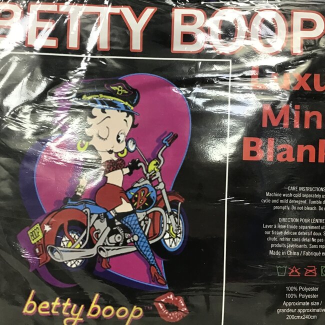 BETTY BOOP BIKER MOTORCYCLE   LUXURY BLANKET QUEEN