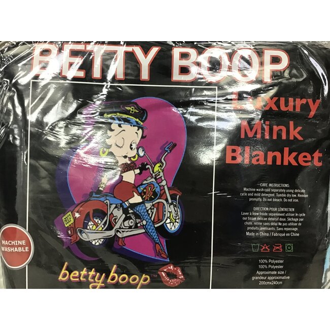 BETTY BOOP BIKER MOTORCYCLE   LUXURY BLANKET QUEEN