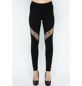 VOCAL LEGGINGS WITH ANIMAL PRINT LACE BLACK