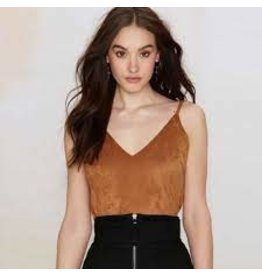 VOCAL SUEDE CAMISOLE WITH STONED STRAP CAMEL