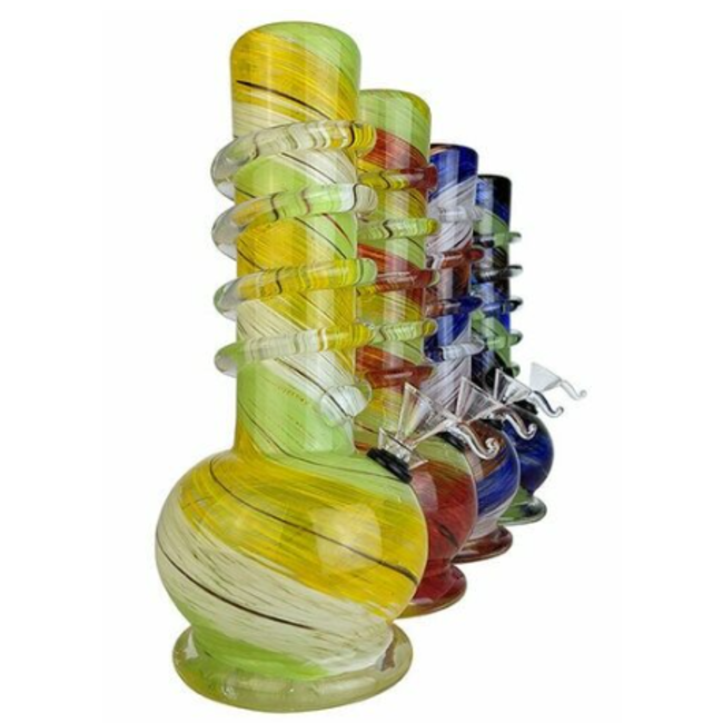 SOFT GLASS 8'' ROUND BASE SMALL WATER BONG(MA-0902)