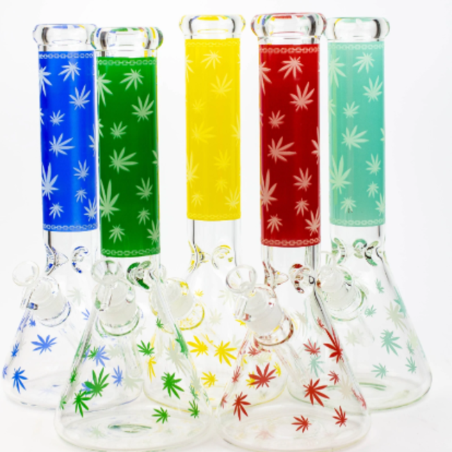 14''-7MM LEAF GLASS BONG MG-11-Y