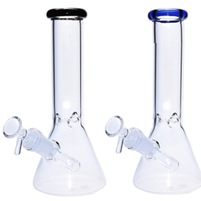 9'' CLEAR GLASS COLOR HEAD ONE TONE BEAKER BONG C6299