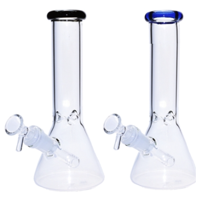 9'' CLEAR GLASS COLOR HEAD ONE TONE BEAKER BONG C6299
