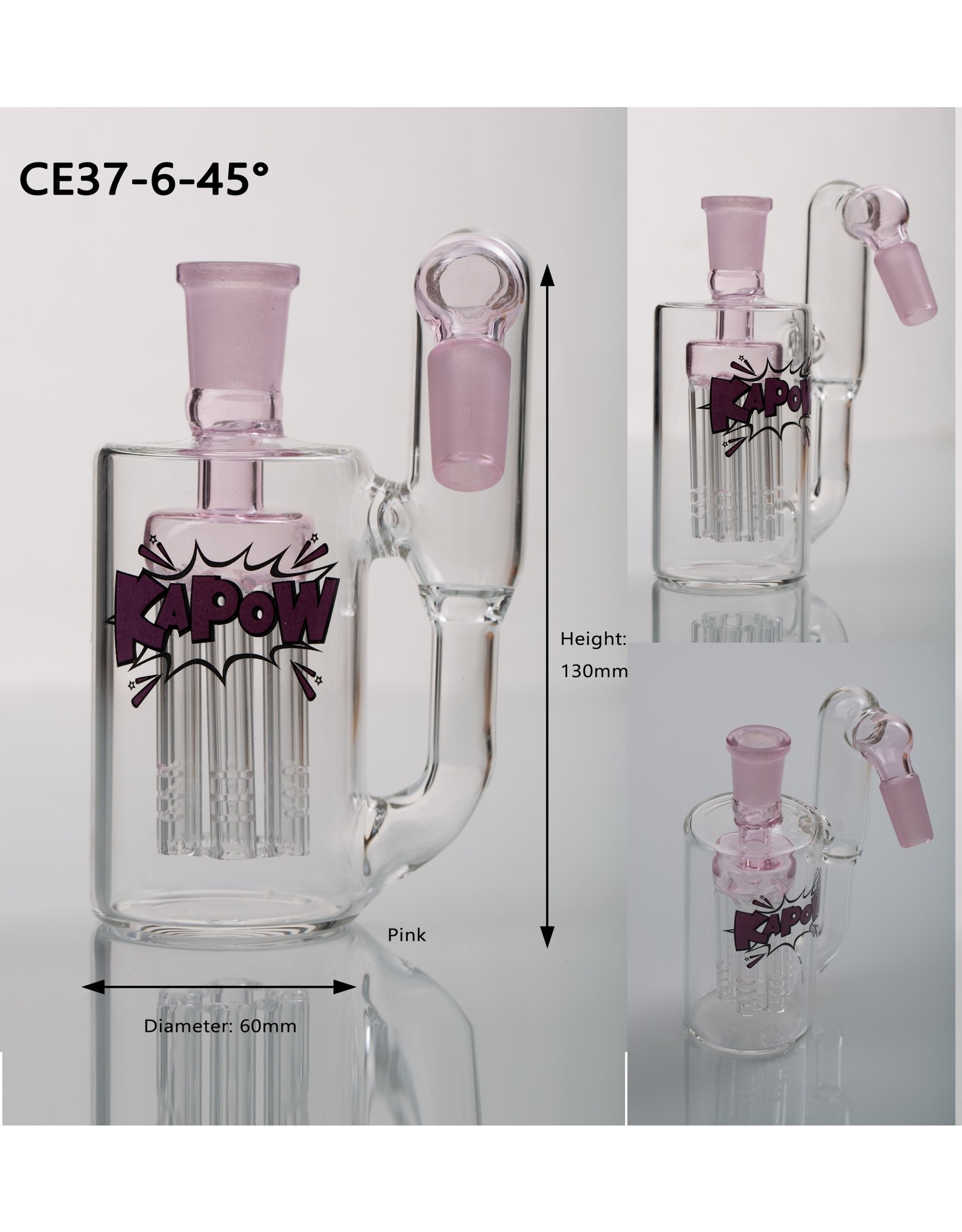 KAPOW KAPOW ASH CATCHER 6 ARMS PERCOLATOR 45 DEGREE 14MM CE37 Radical
