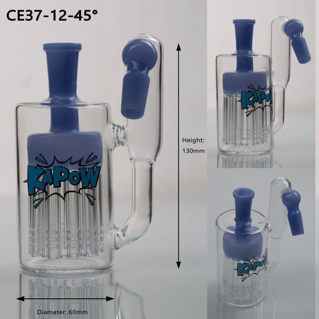KAPOW 14MM 12 ARMS PERCOLATOR  45 DEGREE ASH CATCHER CE37