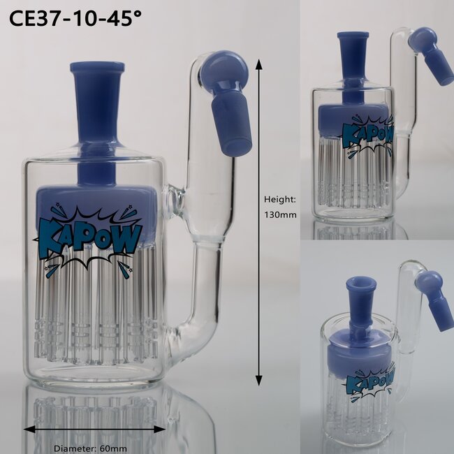 KAPOW 14MM  10 ARMS  PERCOLATOR  45 DEGREE ASH CATCHER  CE37