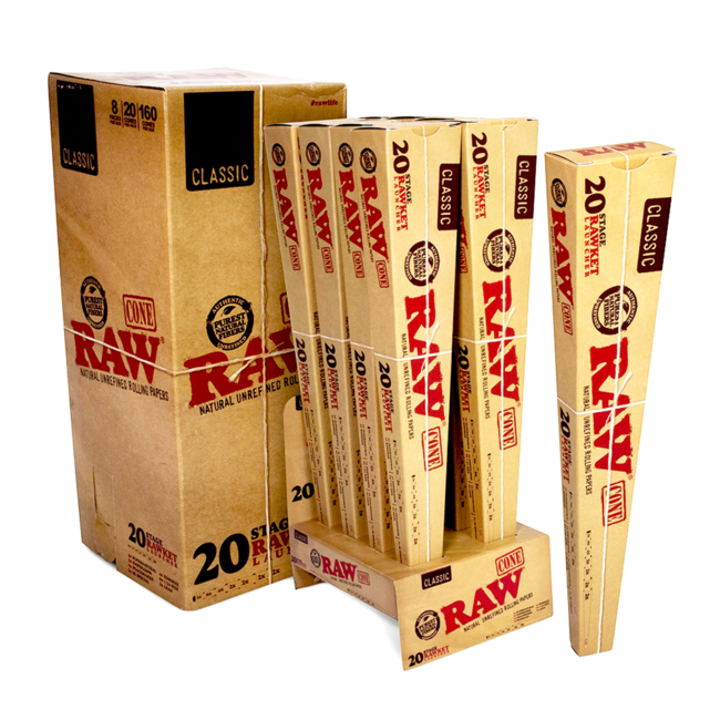 RAW PRE ROLLED CONE PAPERS 20 STAGE RAWKET LAUNCHER
