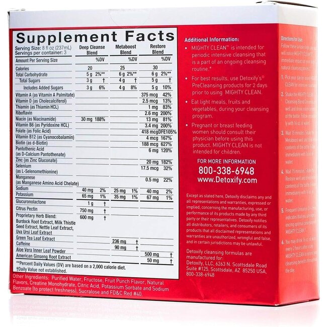DETOXIFY DETOXIFY MIGHTY CLEANSE 8oz 3 BOTTLES