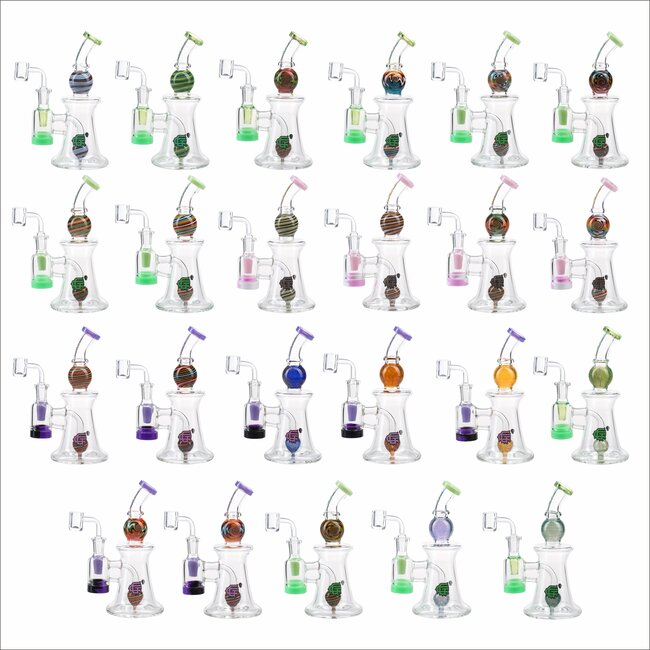 CRYSTAL GLASS 11'' FUMED RIG WITH MATCHING TEARDROP DAB RIG C6320
