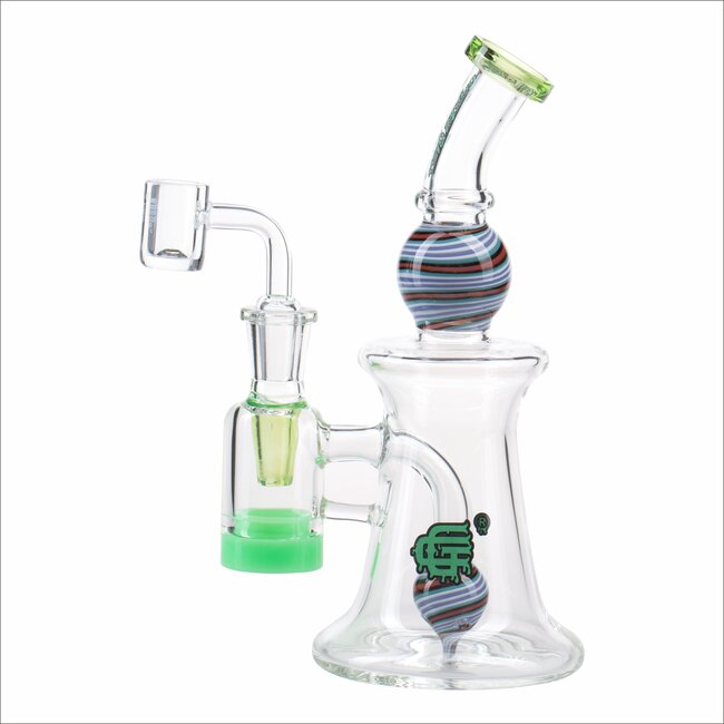 CRYSTAL GLASS 11'' FUMED RIG WITH MATCHING TEARDROP DAB RIG C6320