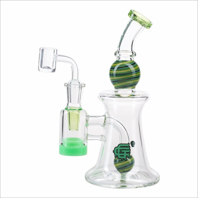 CRYSTAL GLASS 11'' FUMED RIG WITH MATCHING TEARDROP DAB RIG C6320