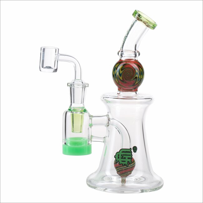 CRYSTAL GLASS 11'' FUMED RIG WITH MATCHING TEARDROP DAB RIG C6320