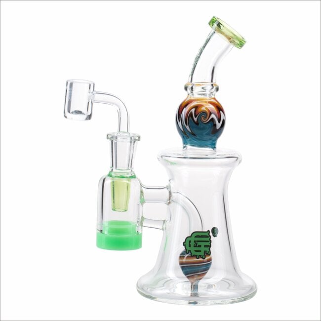 CRYSTAL GLASS 11'' FUMED RIG WITH MATCHING TEARDROP DAB RIG C6320