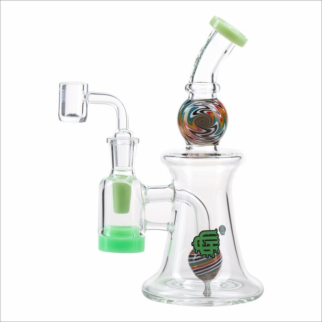 CRYSTAL GLASS 11'' FUMED RIG WITH MATCHING TEARDROP DAB RIG C6320