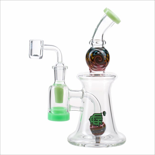 CRYSTAL GLASS 11'' FUMED RIG WITH MATCHING TEARDROP DAB RIG C6320