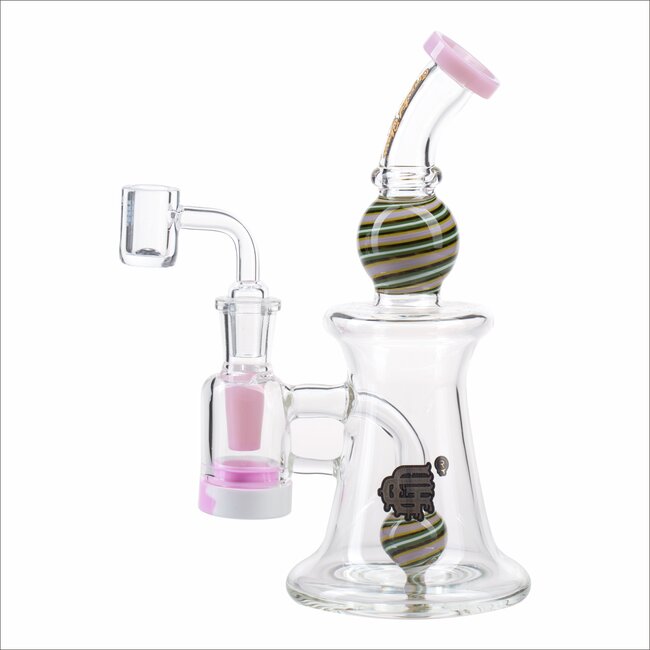 CRYSTAL GLASS 11'' FUMED RIG WITH MATCHING TEARDROP DAB RIG C6320