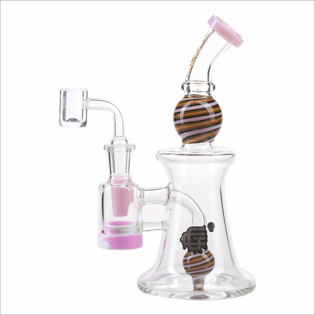 CRYSTAL GLASS 11'' FUMED RIG WITH MATCHING TEARDROP DAB RIG C6320