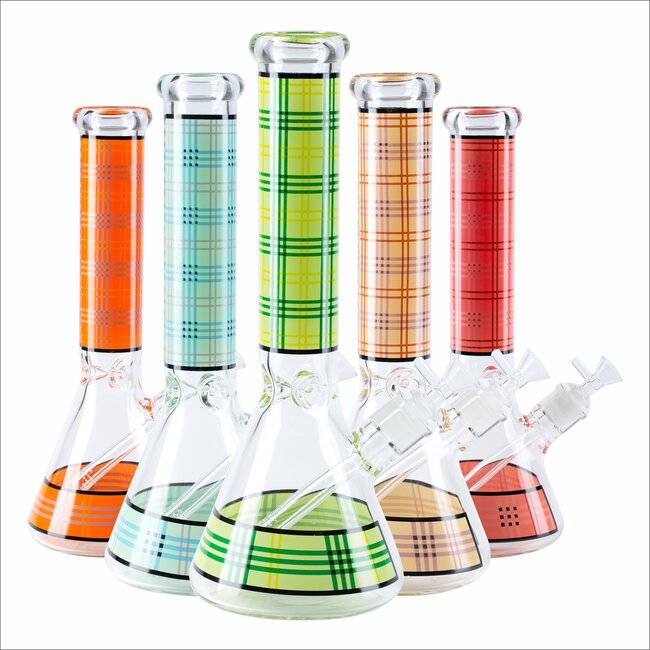 OG  GLASS 14''-7MM CHECK PATTERN GLASS BONG