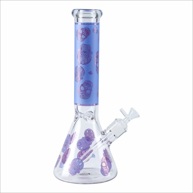 14'' SKULL PATTERNED 7MM GLASS BONG