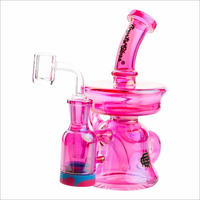 CRYSTAL GLASS 6.2'' UFO IRIDECENT TRANSLUCENT RECYCLER DAB RIG C6277