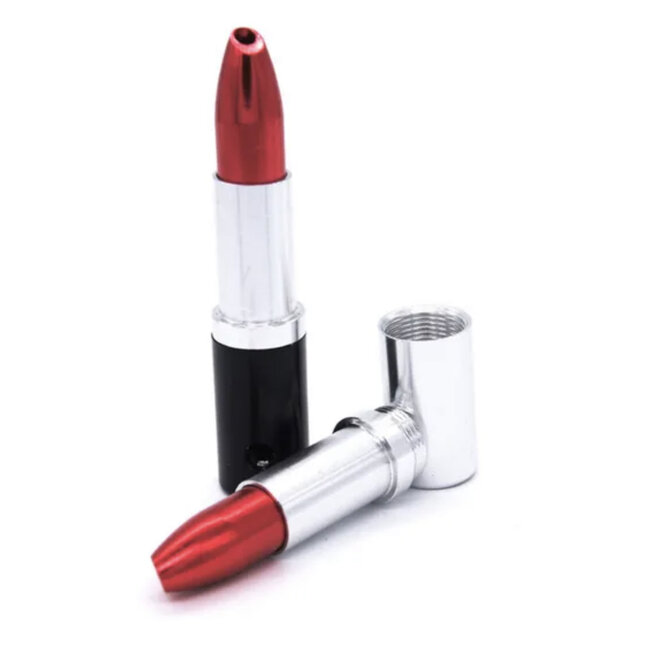 LIPSTICK PORTABLE METAL PIPE BLACK+RED YD4098