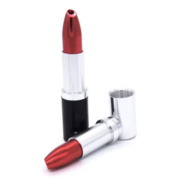 LIPSTICK PORTABLE METAL PIPE BLACK+RED YD4098
