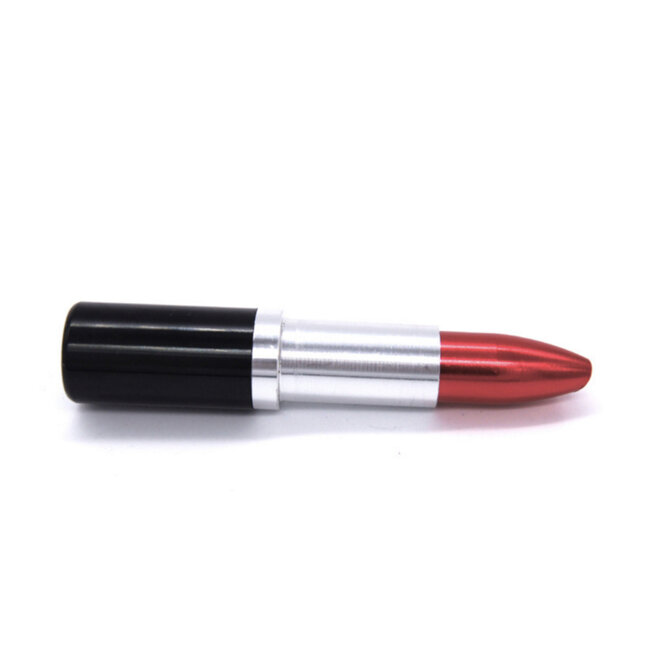 LIPSTICK PORTABLE METAL PIPE BLACK+RED YD4098