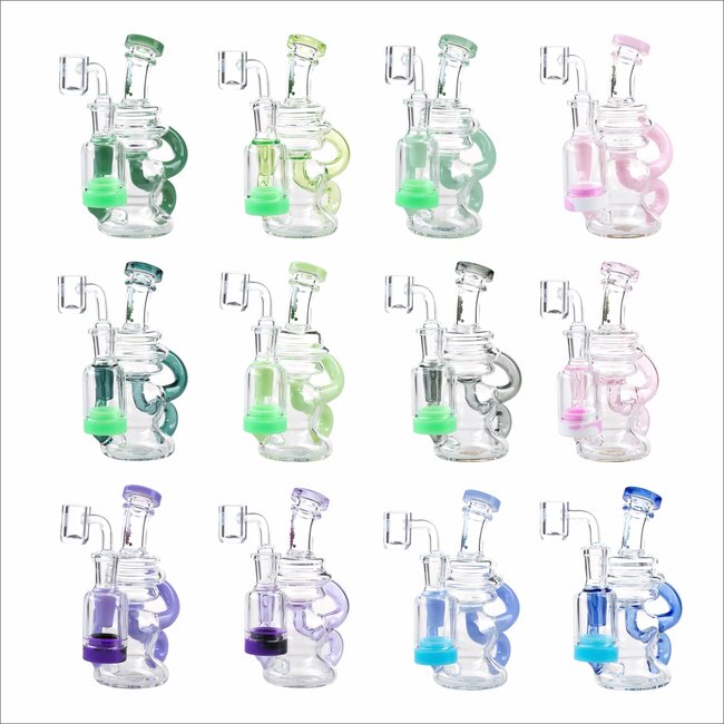 CRYSTAL GLASS 5.5'' RECLAIM RECYCLER W/COLORED ARMS DAB RIG  C6309