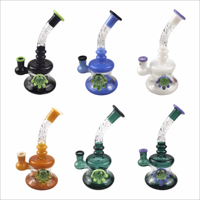 CRYSTAL GLASS 7'' HONEY DRIP HONEYCOMB MARBLE DAB RIG C6217