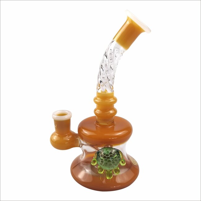CRYSTAL GLASS 7'' HONEY DRIP HONEYCOMB MARBLE DAB RIG C6217