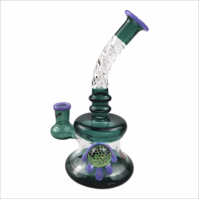 CRYSTAL GLASS 7'' HONEY DRIP HONEYCOMB MARBLE DAB RIG C6217