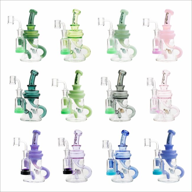 CRYSTAL GLASS 6.5" 5ML RECLAIM DOUBLE ARM INLINE RECYCLER C6298