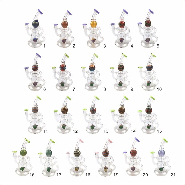 CRYSTAL GLASS 7'' RECYCLER  PERC RIG W/FUMED C6292 CRYSTAL GLASS 7'' RECYCLER  PERC RIG W/FUMED C6292