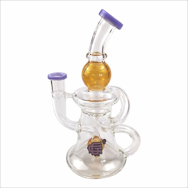 CRYSTAL GLASS 7'' RECYCLER  PERC RIG W/FUMED C6292
