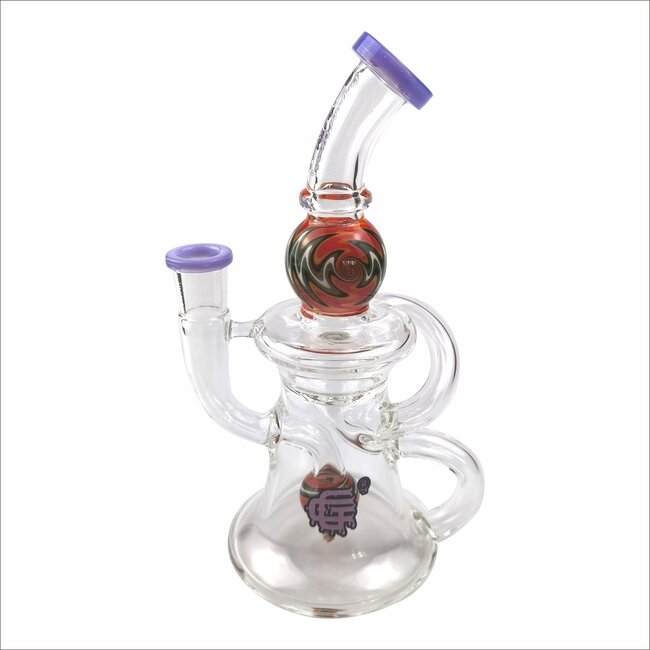 CRYSTAL GLASS 7'' RECYCLER  PERC RIG W/FUMED C6292