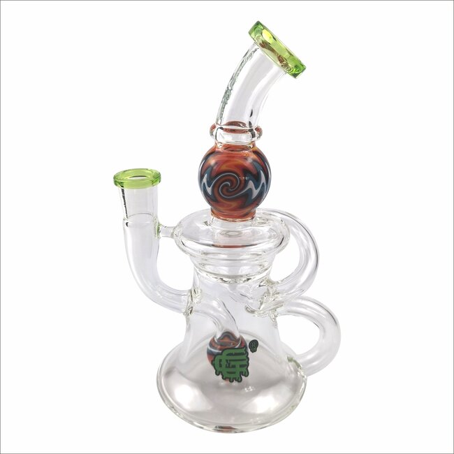 CRYSTAL GLASS 7'' RECYCLER  PERC RIG W/FUMED C6292