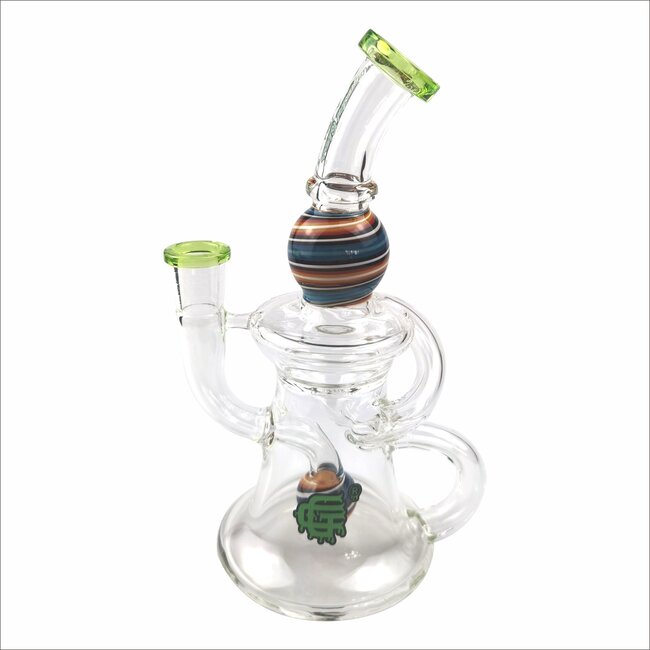 CRYSTAL GLASS 7'' RECYCLER  PERC RIG W/FUMED C6292