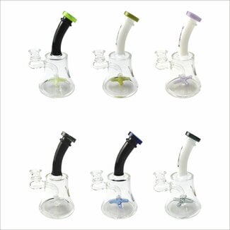CRYSTAL GLASS CRYSTAL GLASS 6.7" RECLAIMER W/ COLOR MOUTH TIP DAB RIG C6128