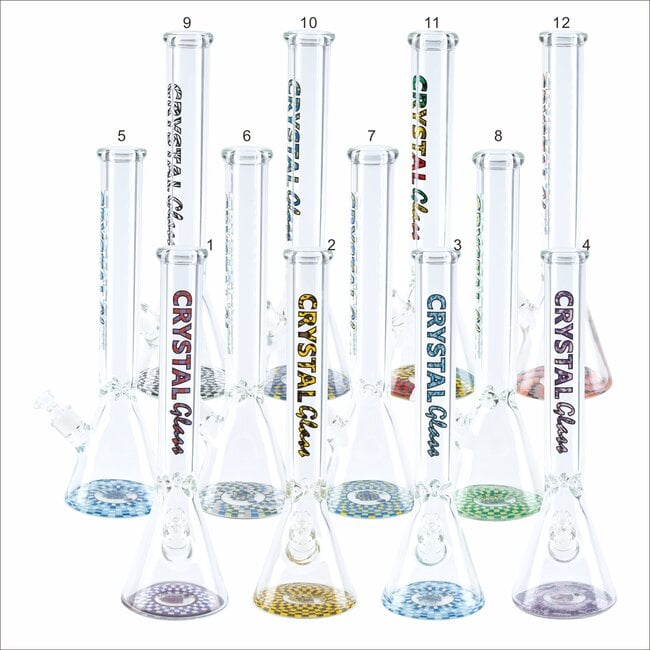 CRYSTAL GLASS 18'' MATCHING DOWNSTEM BEAKER BONG C1628