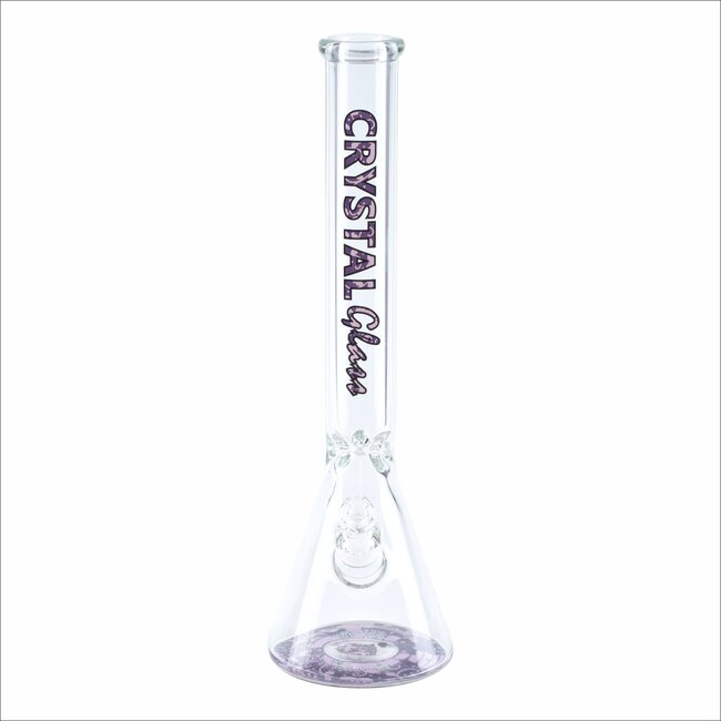 CRYSTAL GLASS 18'' MATCHING DOWNSTEM BEAKER BONG C1628