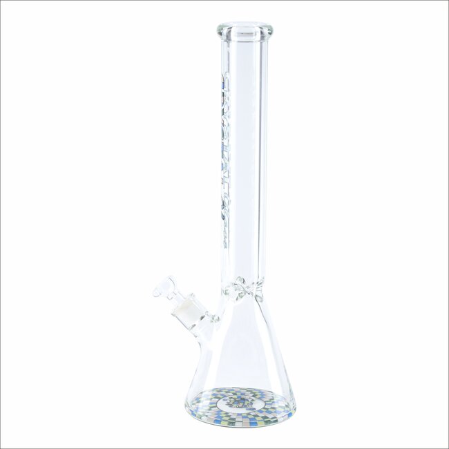CRYSTAL GLASS 18'' MATCHING DOWNSTEM BEAKER BONG C1628