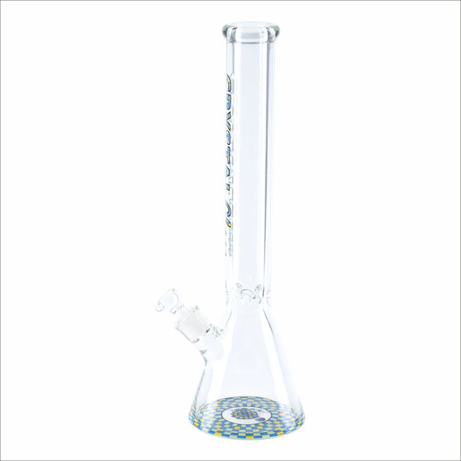 CRYSTAL GLASS 18'' MATCHING DOWNSTEM BEAKER BONG C1628