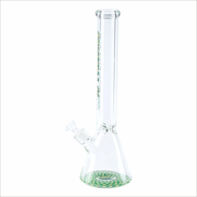 CRYSTAL GLASS 18'' MATCHING DOWNSTEM BEAKER BONG C1628