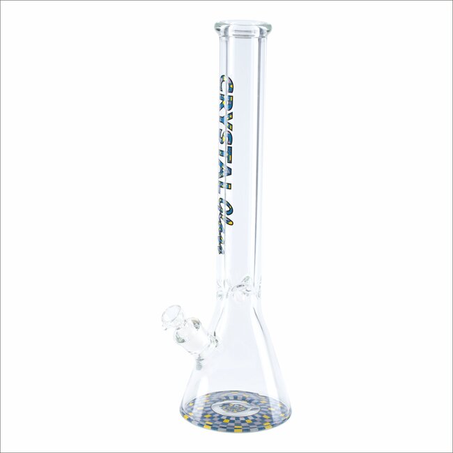 CRYSTAL GLASS 18'' MATCHING DOWNSTEM BEAKER BONG C1628