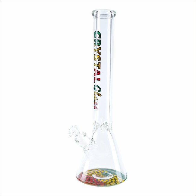 CRYSTAL GLASS 18'' MATCHING DOWNSTEM BEAKER BONG C1628